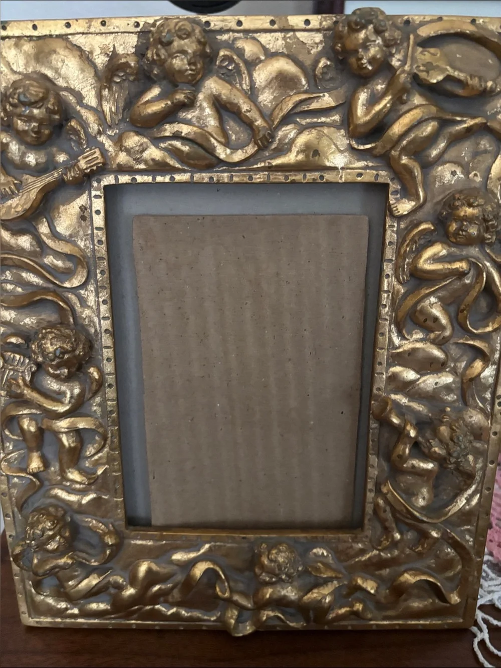 Ornate Gold Cherub Picture Frame by